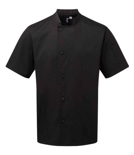 Premier Essential Short Sleeve Chef's Jacket - BLK - S